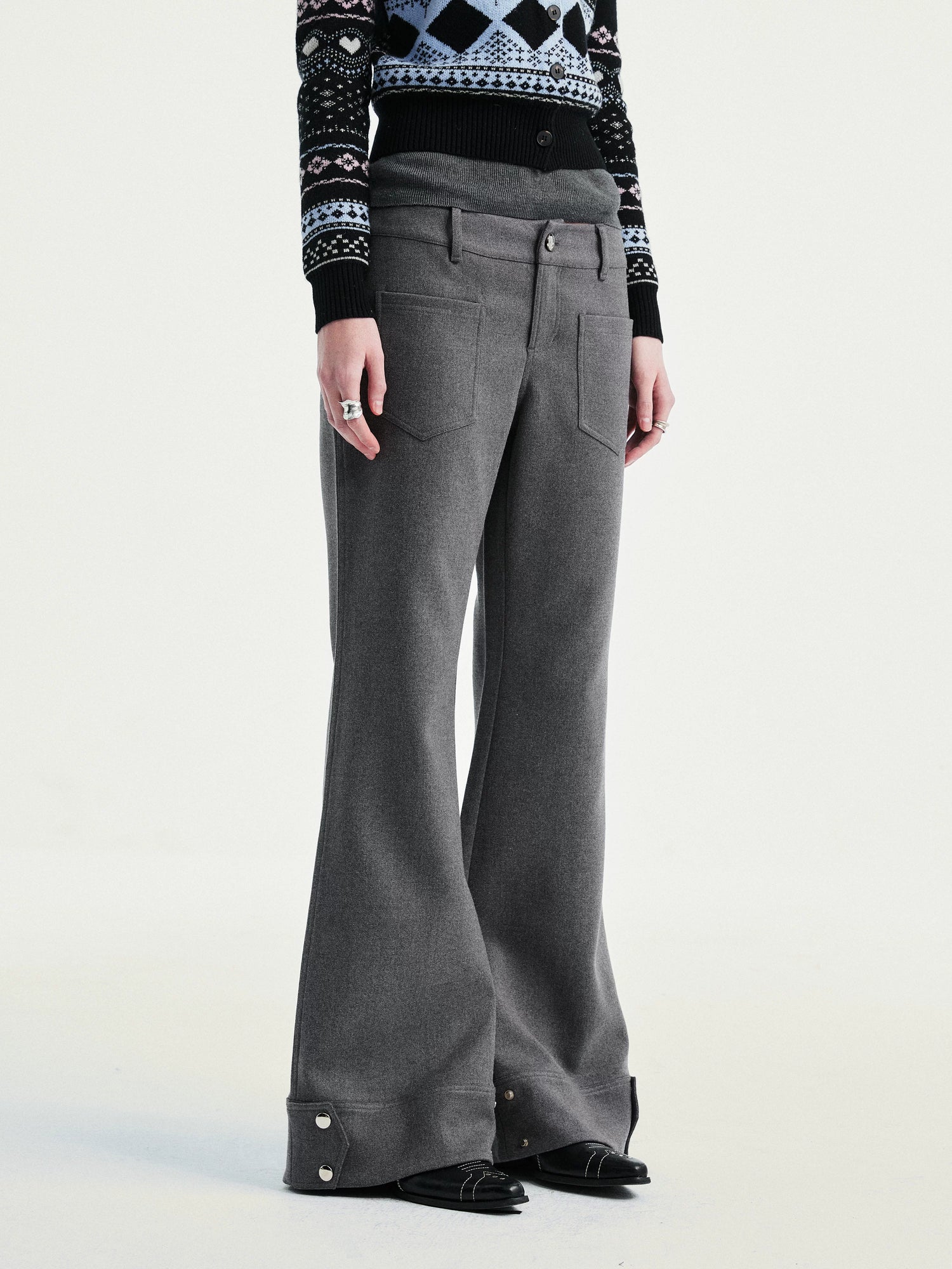YOSHUYUKI Comfort Stretch Casual Jogger Women Natural Waist Button Fly Poly Cotton Pants-4