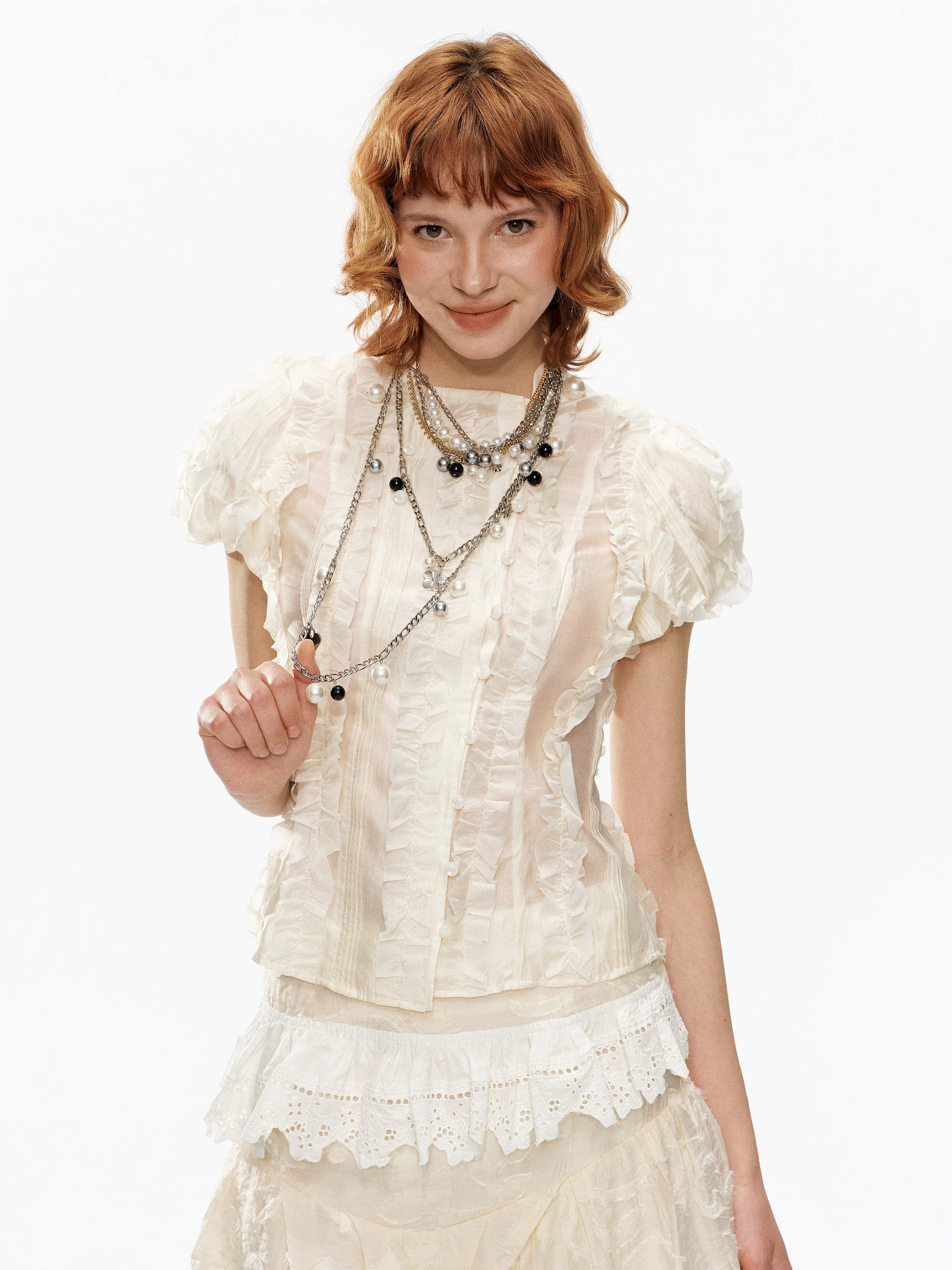 YOSHUYUKI Cream Jacquard Vintage Court Women&