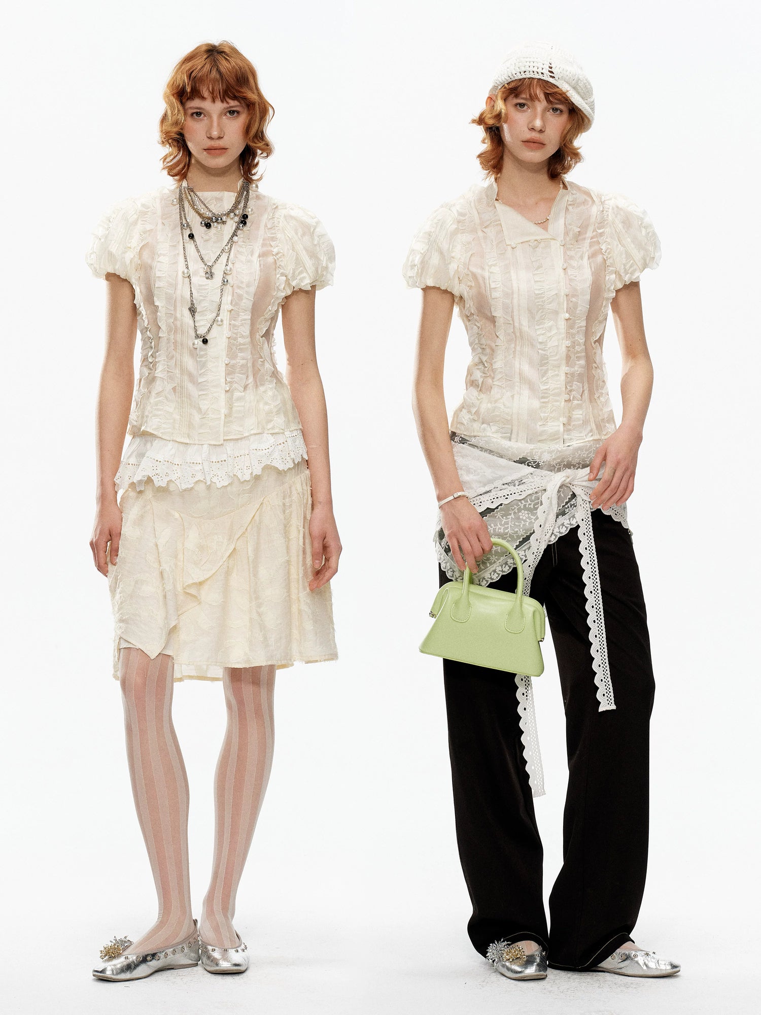 YOSHUYUKI Cream Jacquard Vintage Court Women&