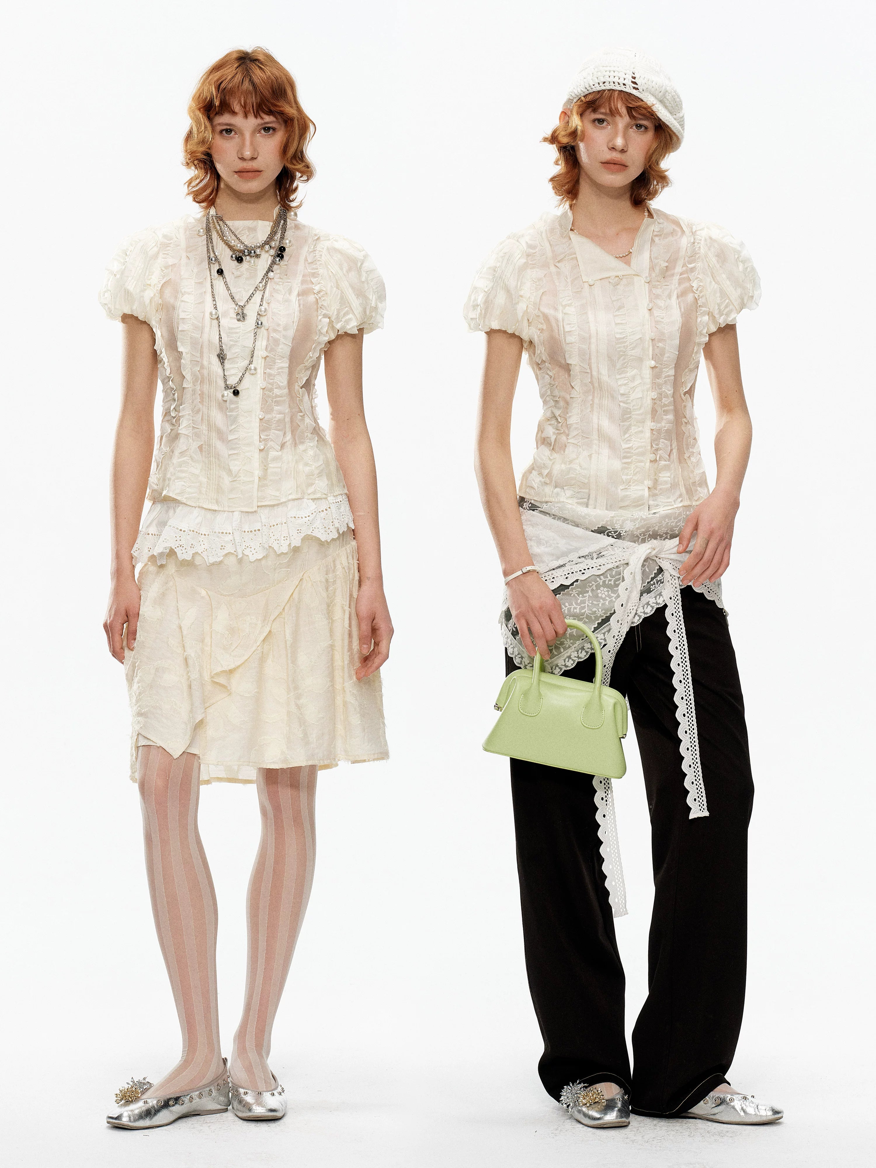 YOSHUYUKI Cream Jacquard Vintage Court Women&