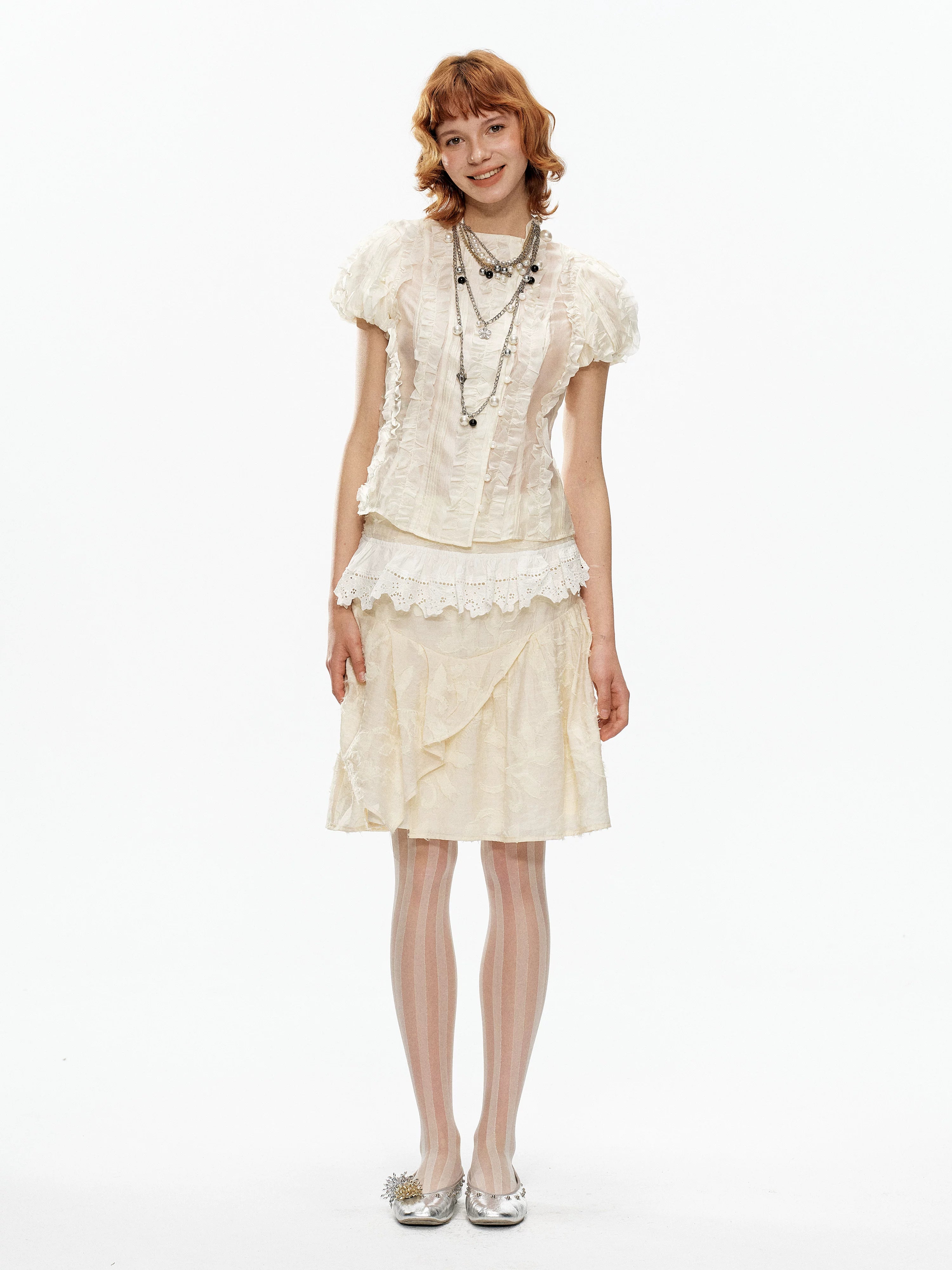 YOSHUYUKI Cream Jacquard Vintage Court Women&