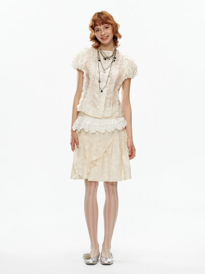 YOSHUYUKI Cream Jacquard Vintage Court Women&