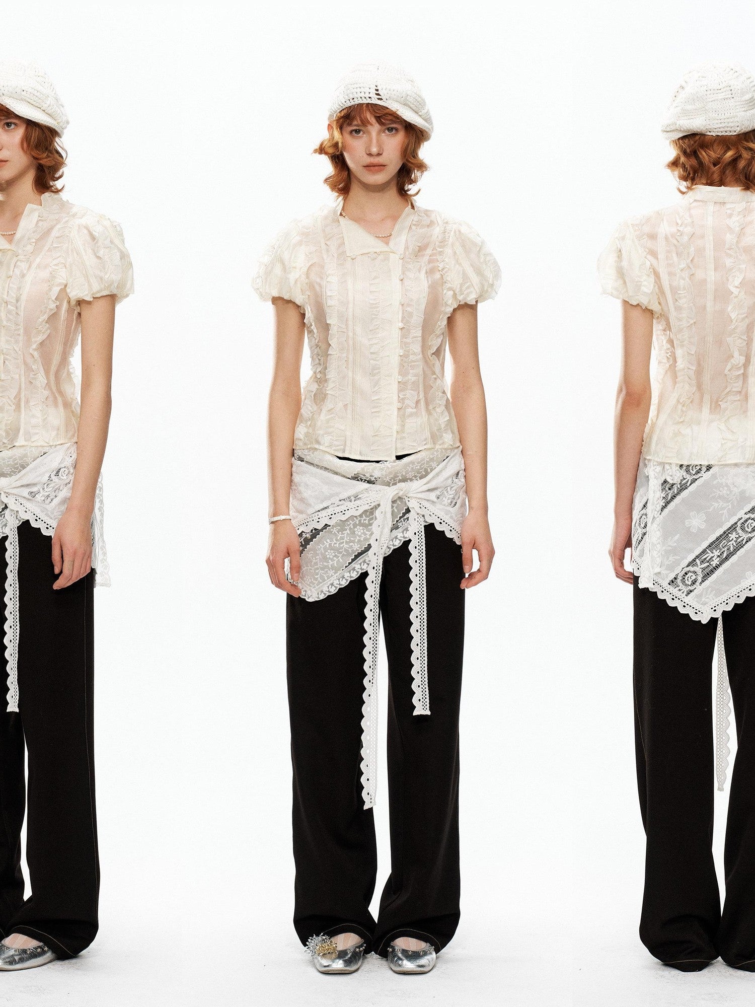 YOSHUYUKI Cream Jacquard Vintage Court Women&