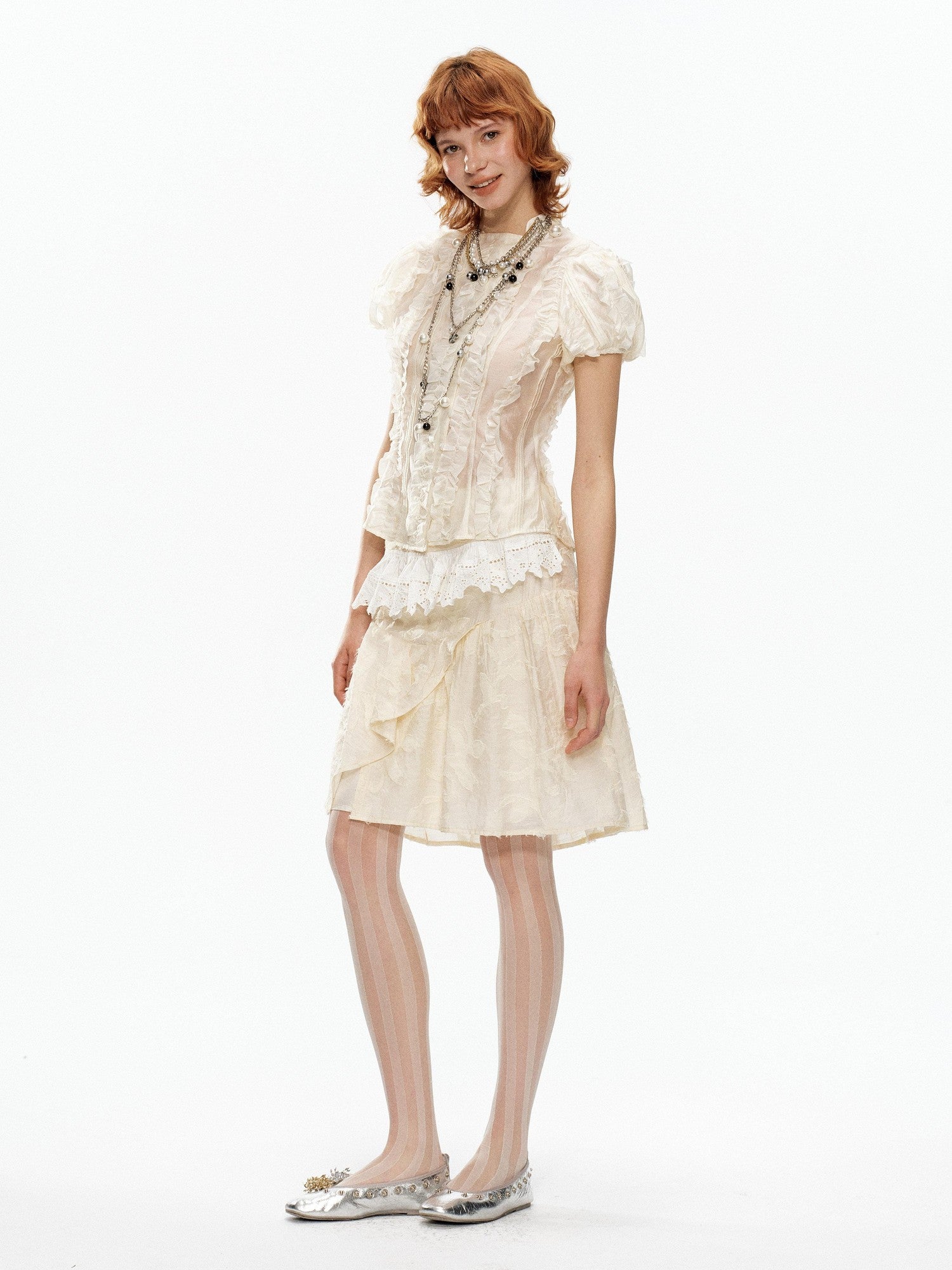 YOSHUYUKI Cream Jacquard Vintage Court Women&