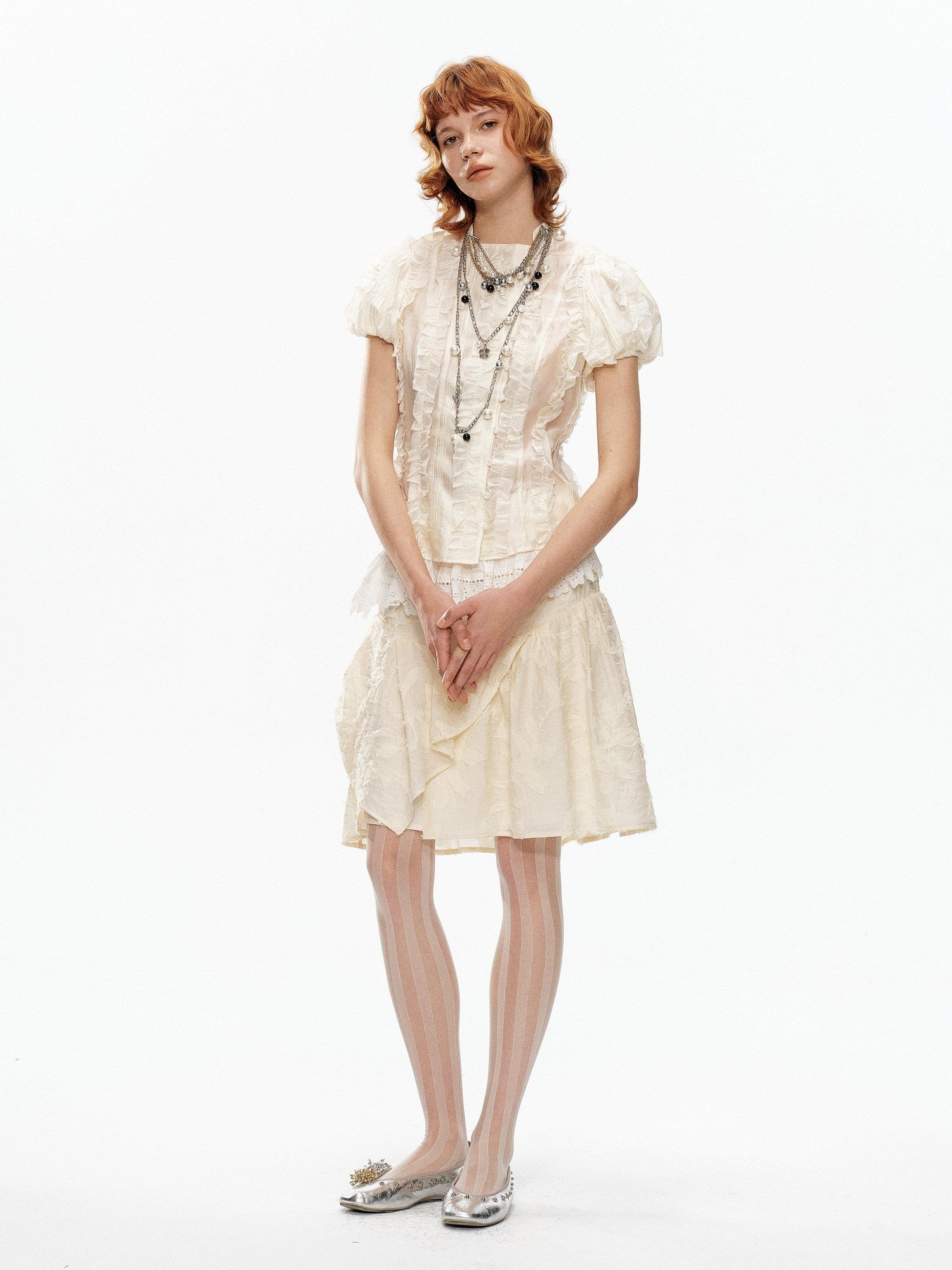 YOSHUYUKI Cream Jacquard Vintage Court Women&