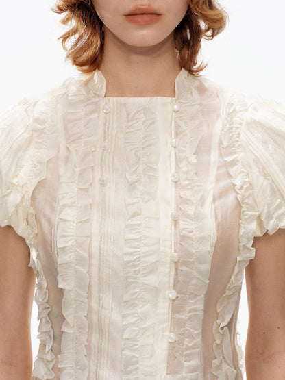 YOSHUYUKI Cream Jacquard Vintage Court Women&