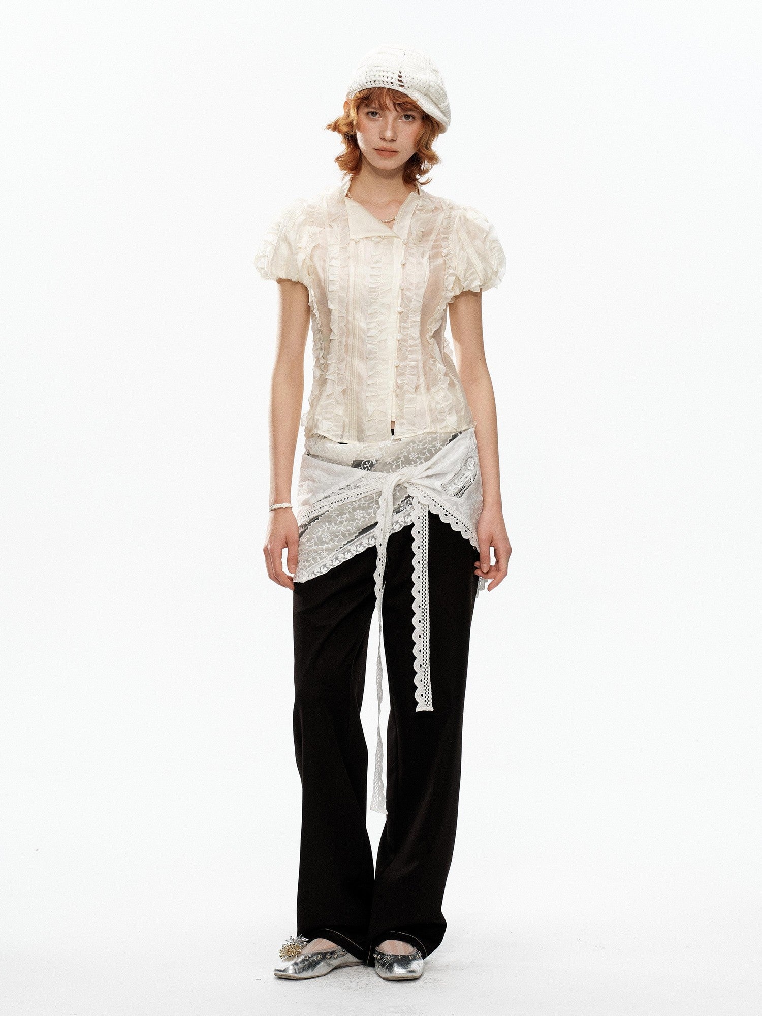 YOSHUYUKI Cream Jacquard Vintage Court Women&