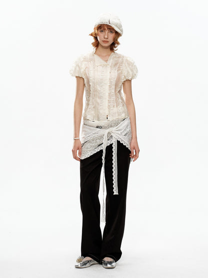 YOSHUYUKI Cream Jacquard Vintage Court Women&