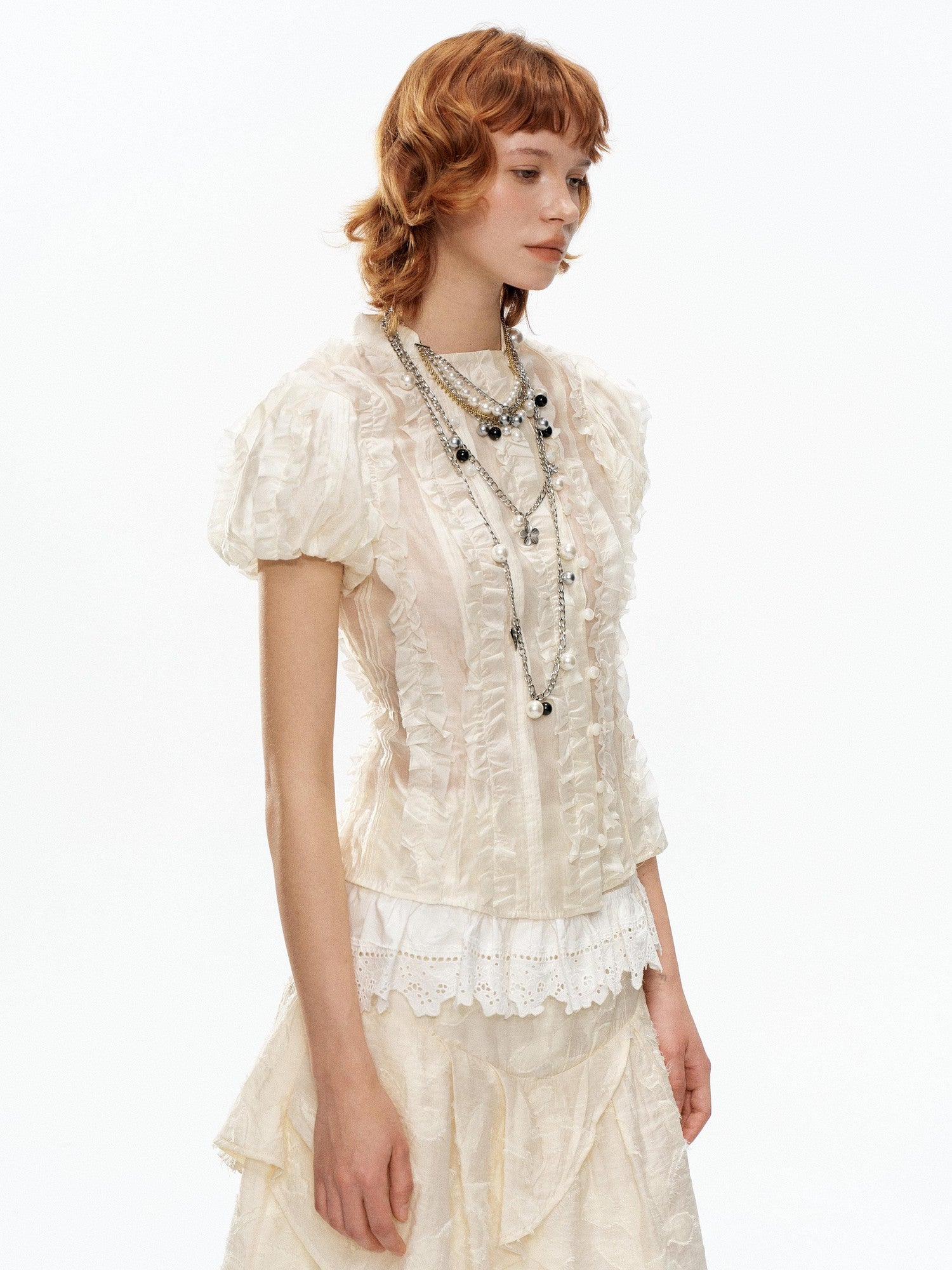 YOSHUYUKI Cream Jacquard Vintage Court Women&