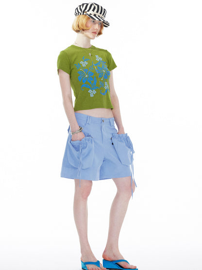 YOSHUYUKI Detachable Sky Blue Straight Leg Pants