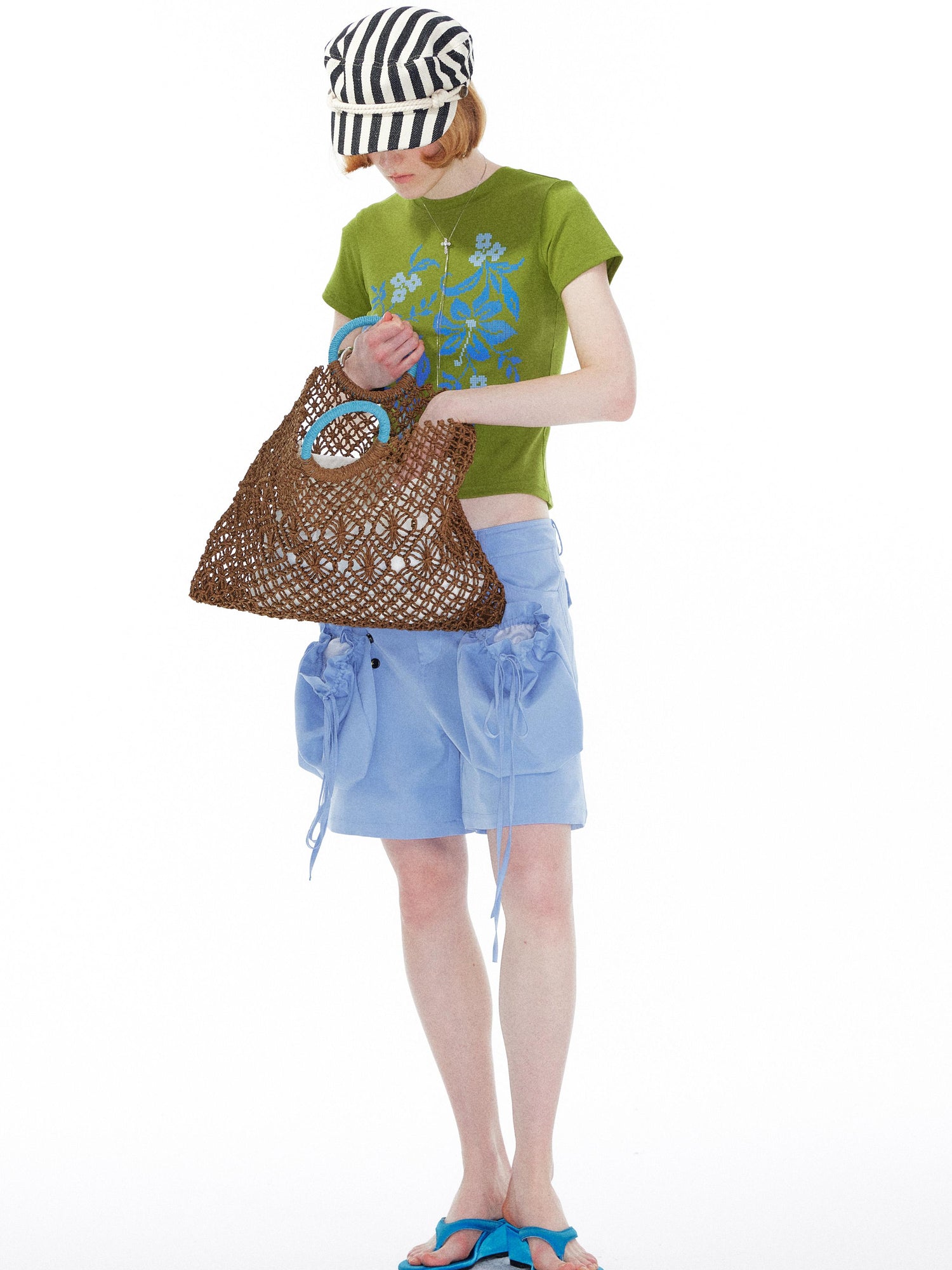YOSHUYUKI Detachable Sky Blue Straight Leg Pants