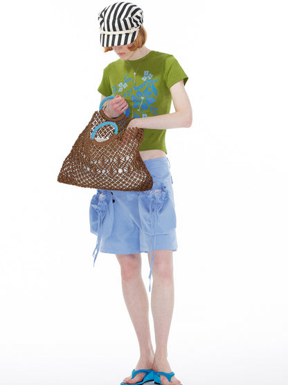 YOSHUYUKI Detachable Sky Blue Straight Leg Pants