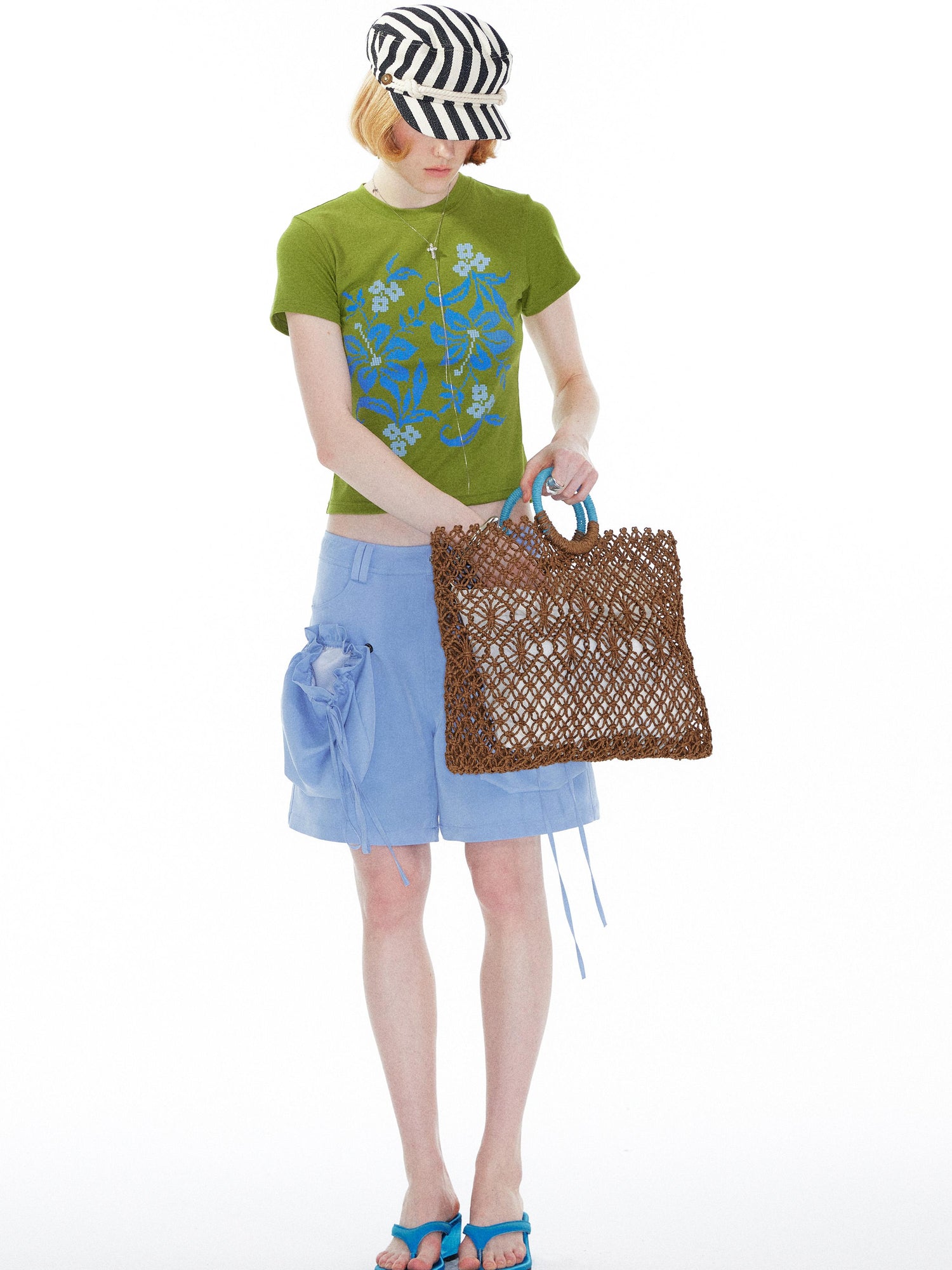 YOSHUYUKI Detachable Sky Blue Straight Leg Pants