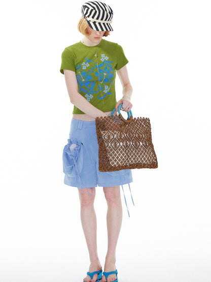 YOSHUYUKI Detachable Sky Blue Straight Leg Pants