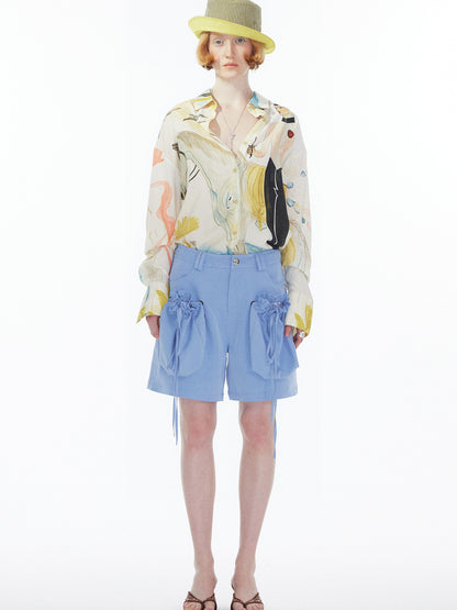 YOSHUYUKI Detachable Sky Blue Straight Leg Pants