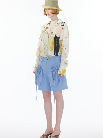 YOSHUYUKI Detachable Sky Blue Straight Leg Pants