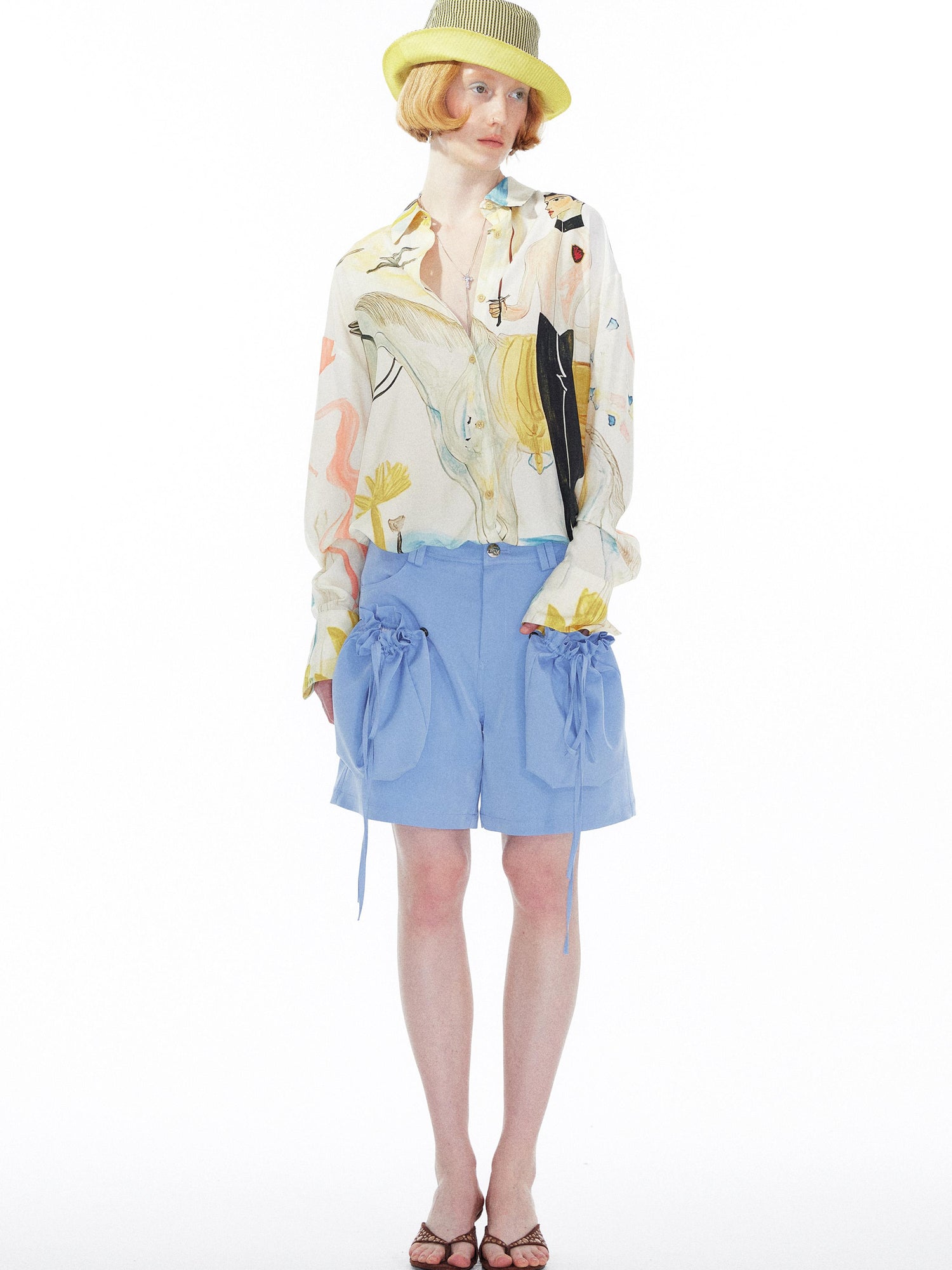 YOSHUYUKI Detachable Sky Blue Straight Leg Pants