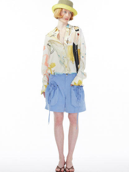 YOSHUYUKI Detachable Sky Blue Straight Leg Pants