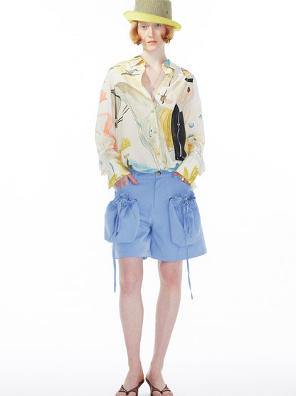 YOSHUYUKI Detachable Sky Blue Straight Leg Pants