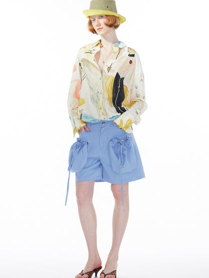 YOSHUYUKI Detachable Sky Blue Straight Leg Pants