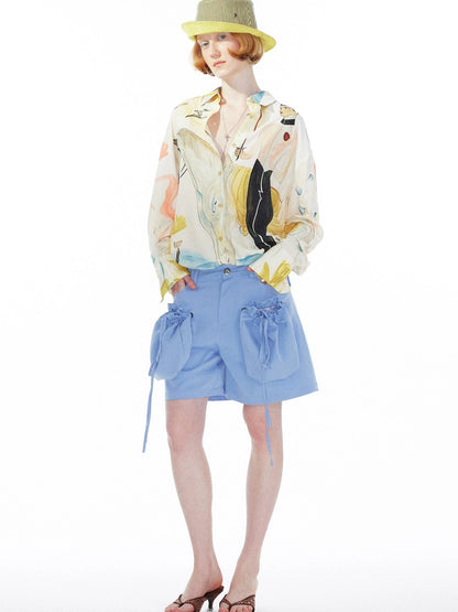 Detachable Sky Blue Straight Leg Pants