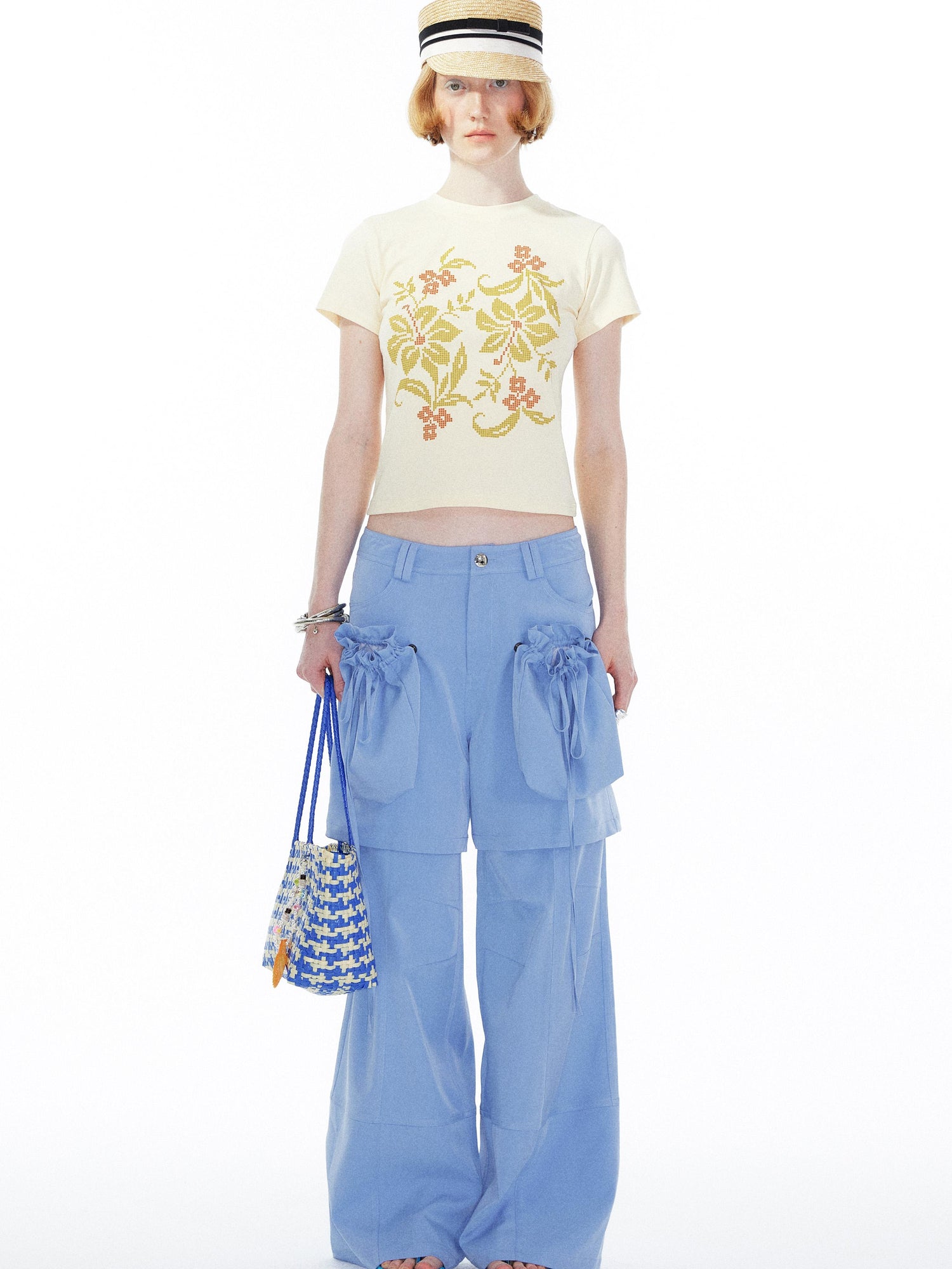 YOSHUYUKI Detachable Sky Blue Straight Leg Pants