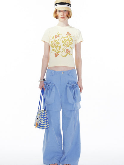 YOSHUYUKI Detachable Sky Blue Straight Leg Pants