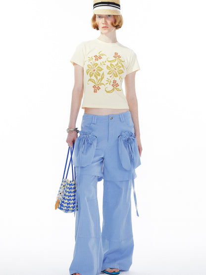 YOSHUYUKI Detachable Sky Blue Straight Leg Pants