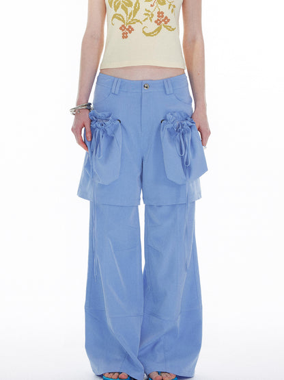 YOSHUYUKI Detachable Sky Blue Straight Leg Pants