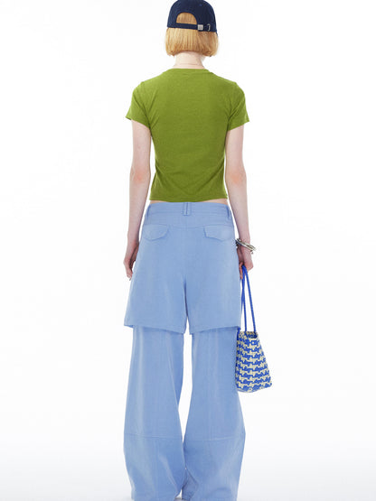 YOSHUYUKI Detachable Sky Blue Straight Leg Pants