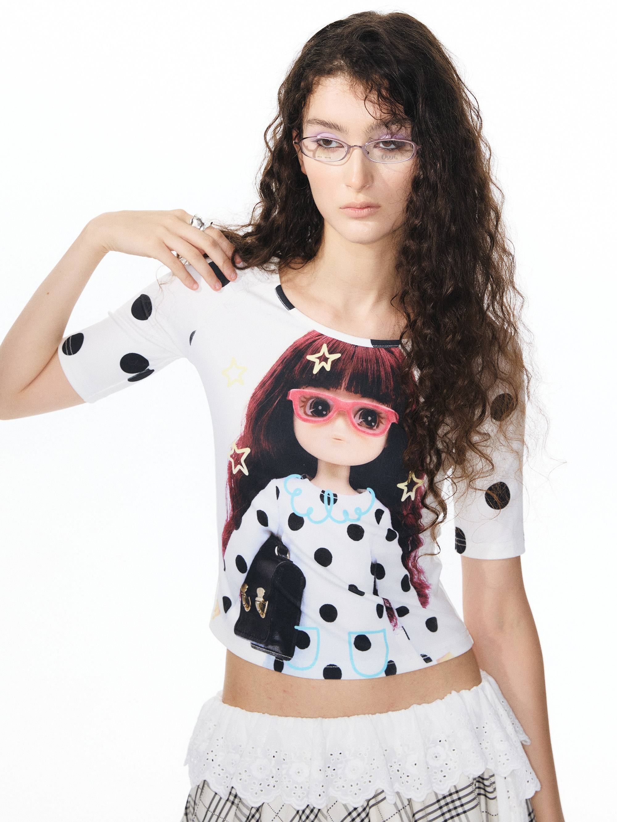 YOSHUYUKI_Diamond_Print_Raglan_Round_Neck_Women&
