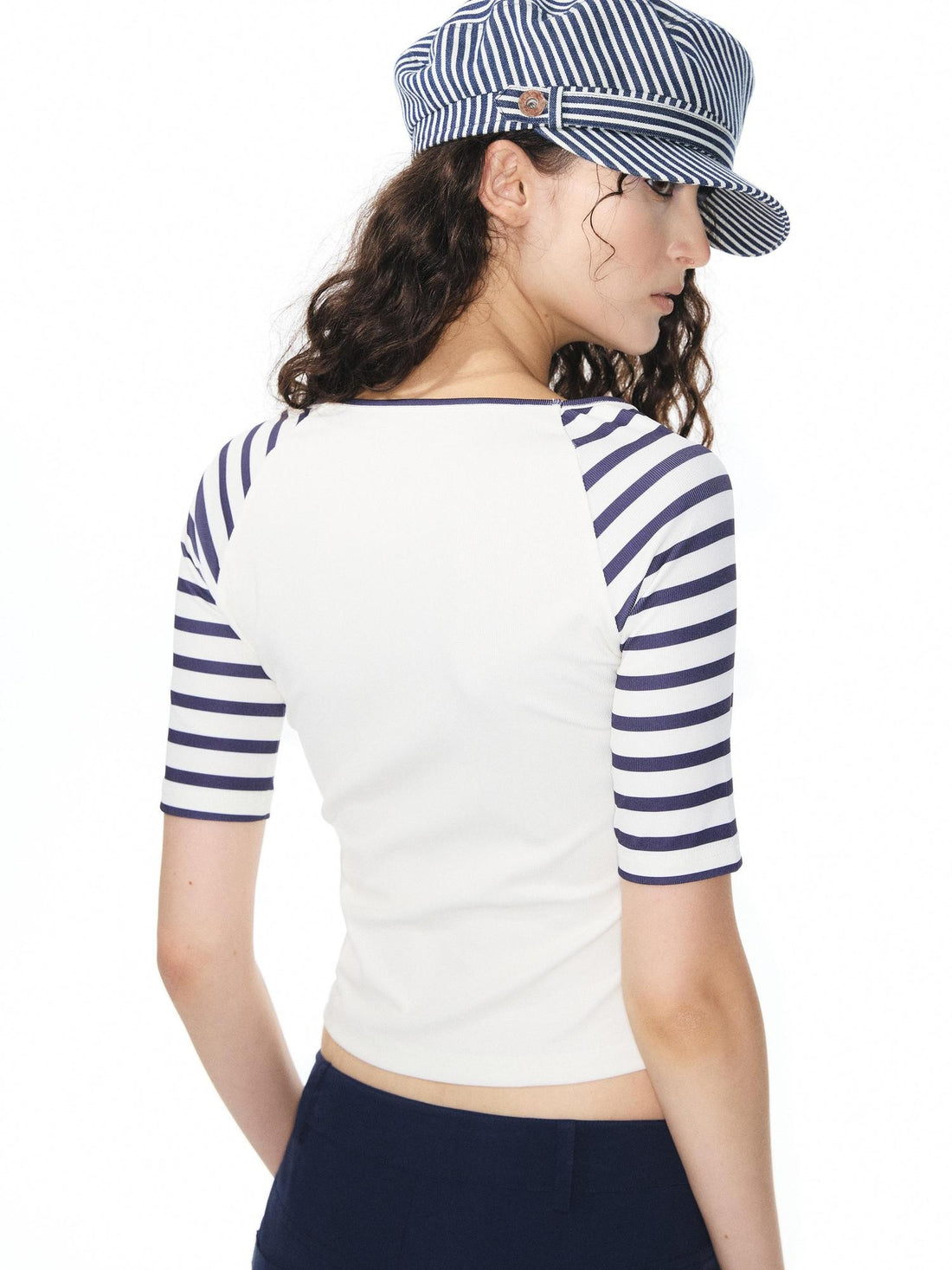 YOSHUYUKI Diamond Print Raglan Round Neck Women&