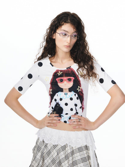 YOSHUYUKI Diamond Print Raglan Round Neck Women&