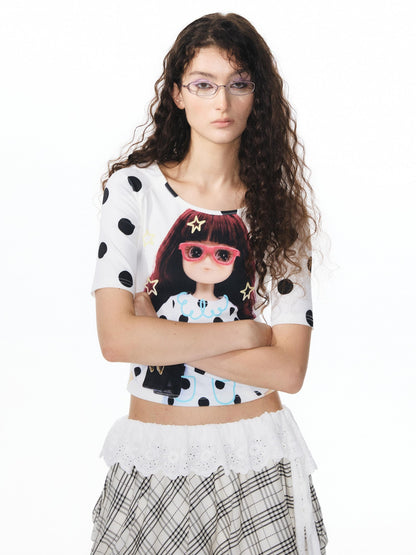 YOSHUYUKI Diamond Print Raglan Round Neck Women&