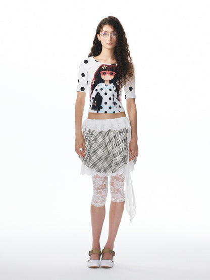 YOSHUYUKI Diamond Print Raglan Round Neck Women&