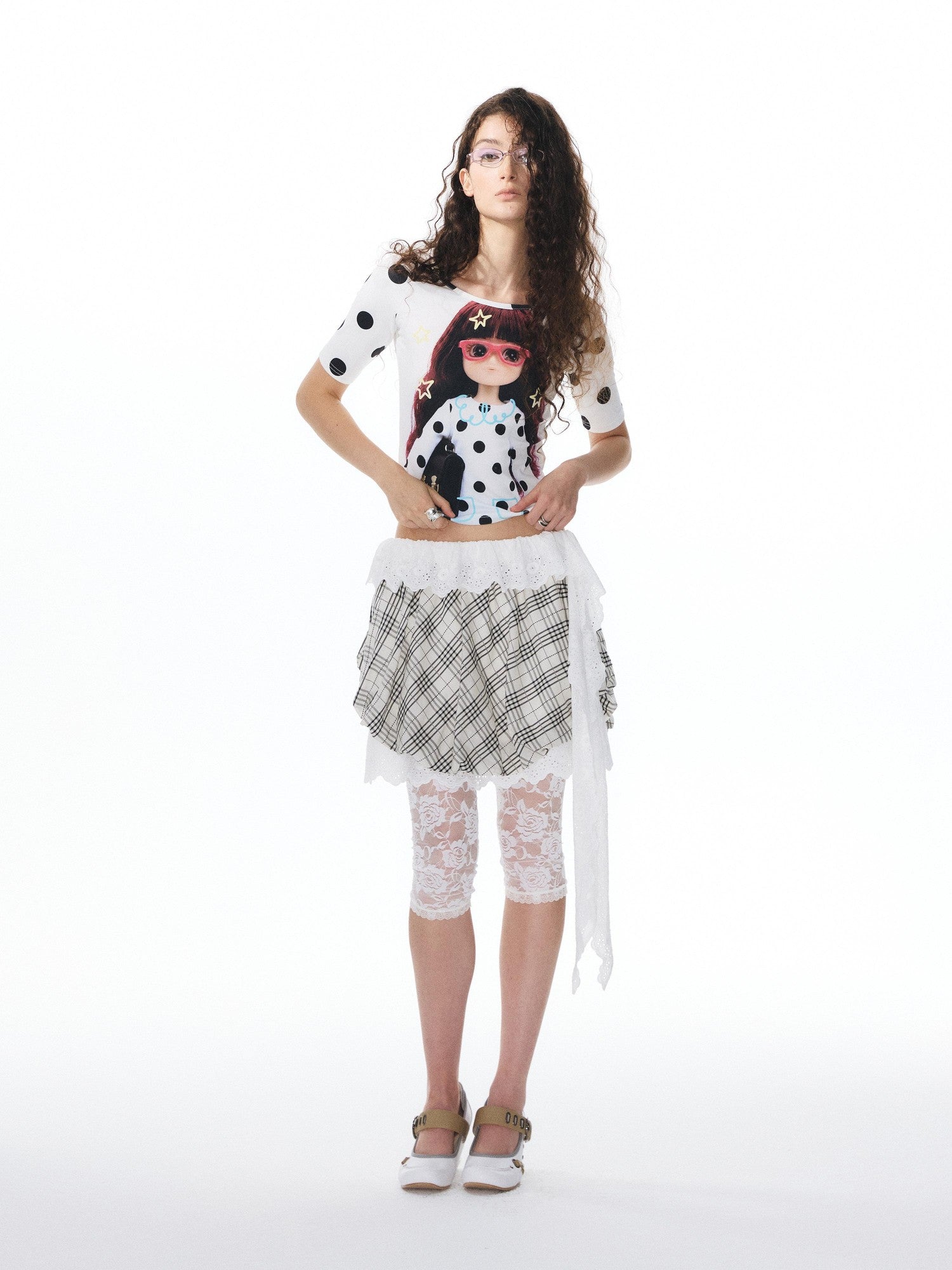 YOSHUYUKI Diamond Print Raglan Round Neck Women&