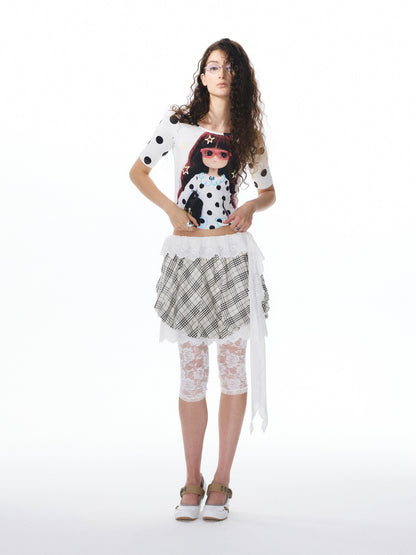 YOSHUYUKI Diamond Print Raglan Round Neck Women&
