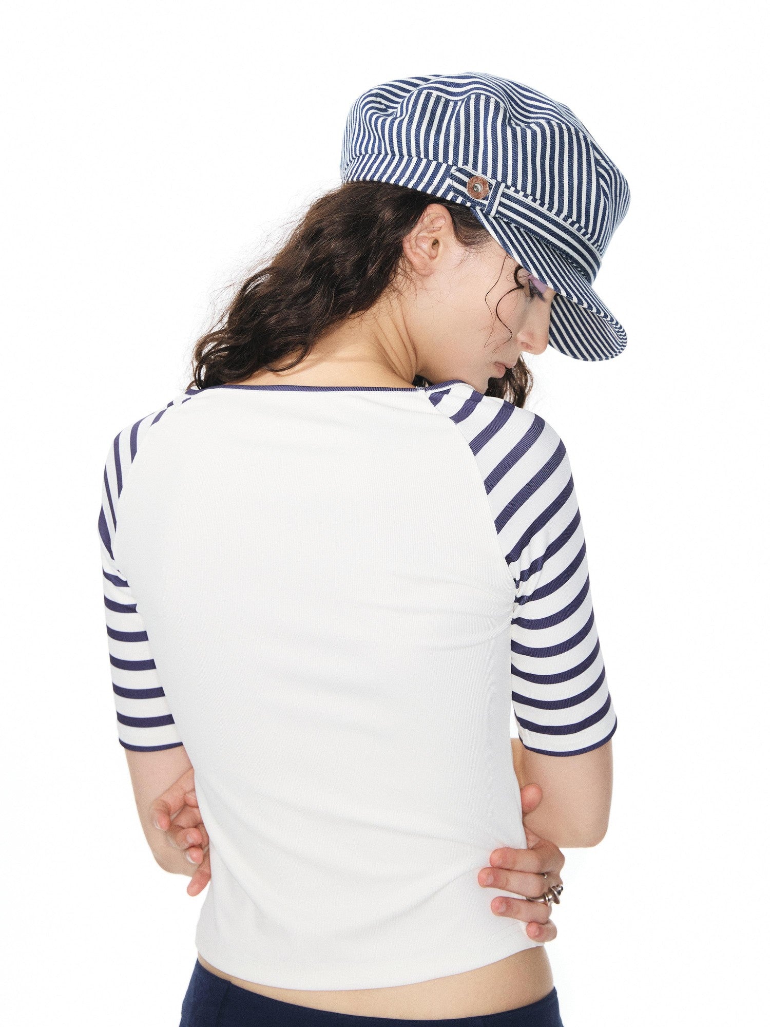 YOSHUYUKI Diamond Print Raglan Round Neck Women&