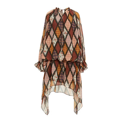 YOSHUYUKI_Diamond_Quilted_Ruched_Ruffle_Sleeve_Loose_Fit_Women&