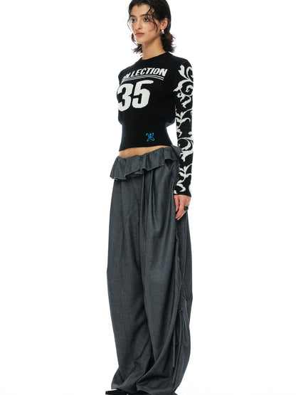 Digital Jacquard Blue Black Wool Blend Sweater