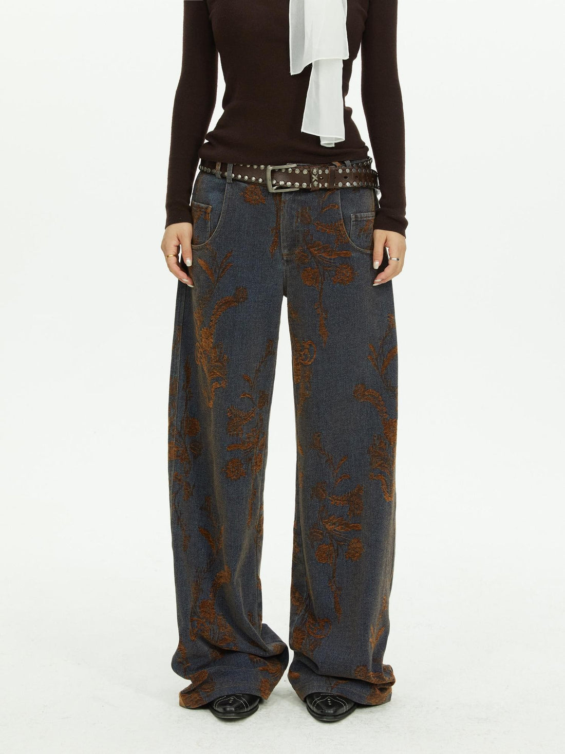 YOSHUYUKI Floral Plant Vintage Jacquard Washed Women&