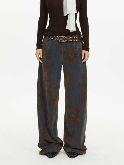 YOSHUYUKI Floral Plant Vintage Jacquard Washed Women&