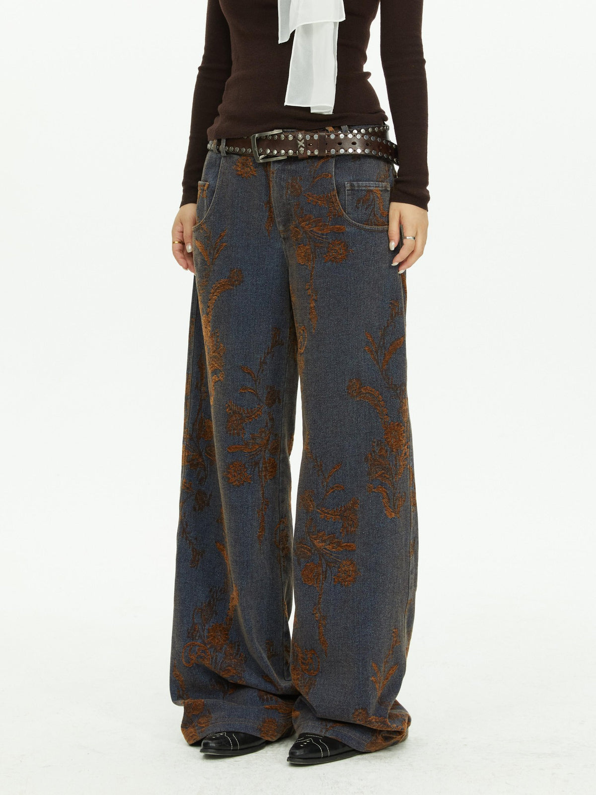 YOSHUYUKI Floral Plant Vintage Jacquard Washed Women&