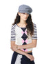 YOSHUYUKI_Girlish_Diamond_Print_Raglan_Round_Neck_Women&