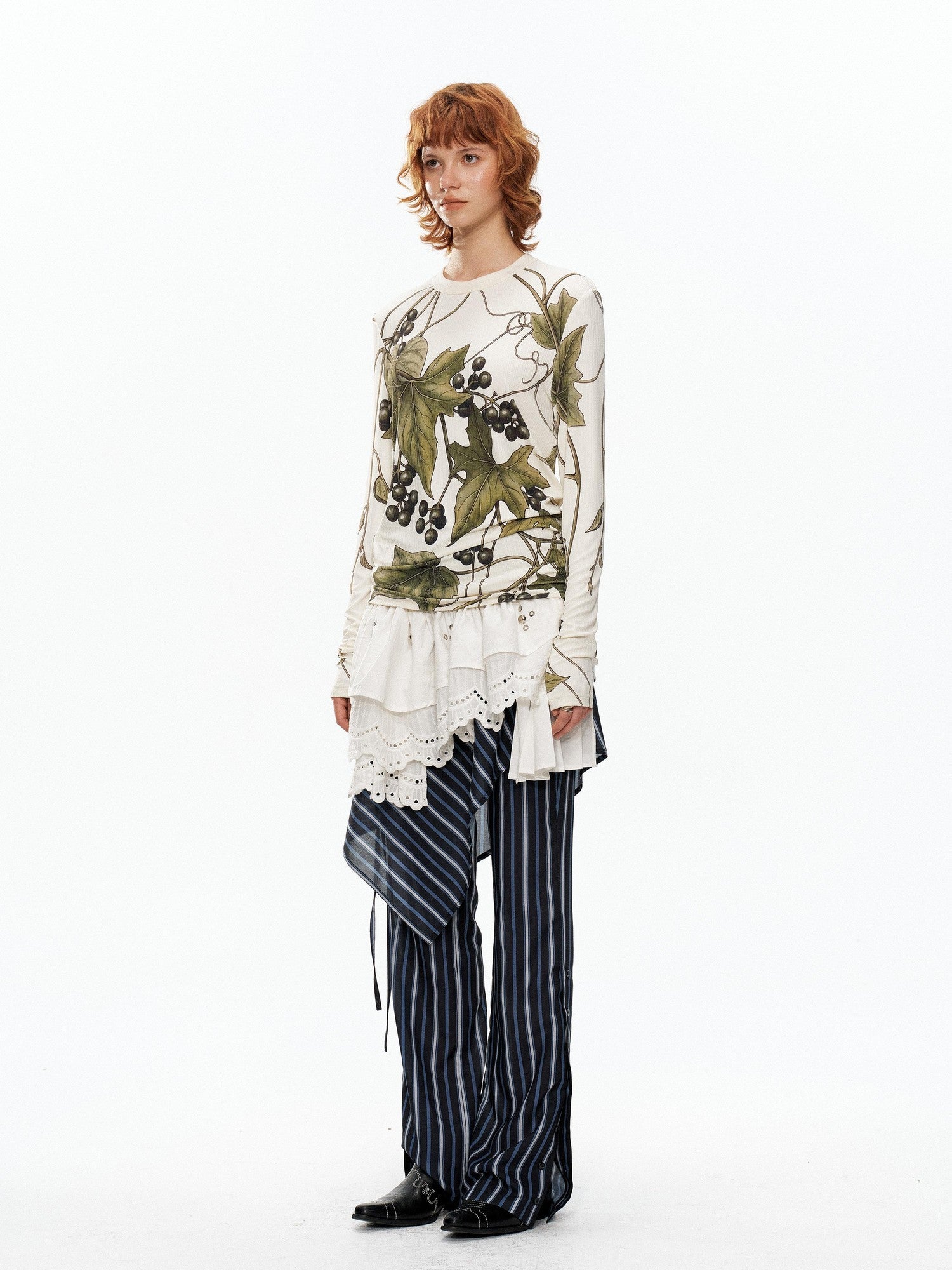 YOSHUYUKI Grape Artistic Floral Print Women&