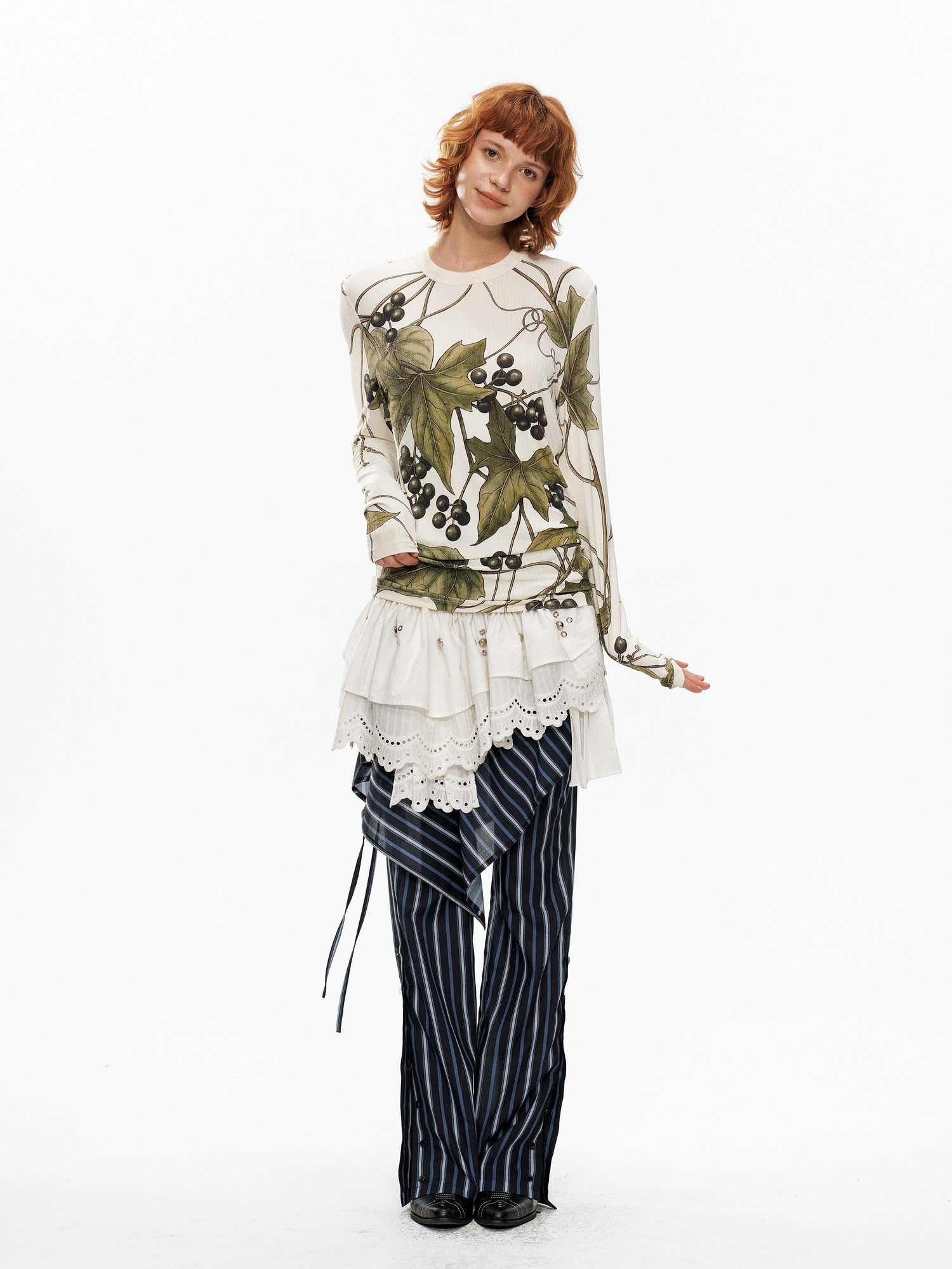YOSHUYUKI Grape Artistic Floral Print Women&