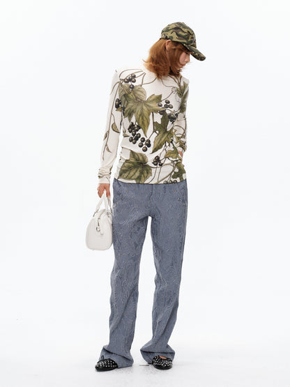 YOSHUYUKI Grape Artistic Floral Print Women&