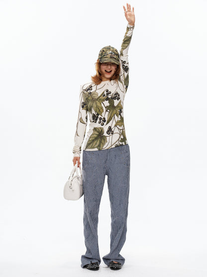 YOSHUYUKI Grape Artistic Floral Print Women&