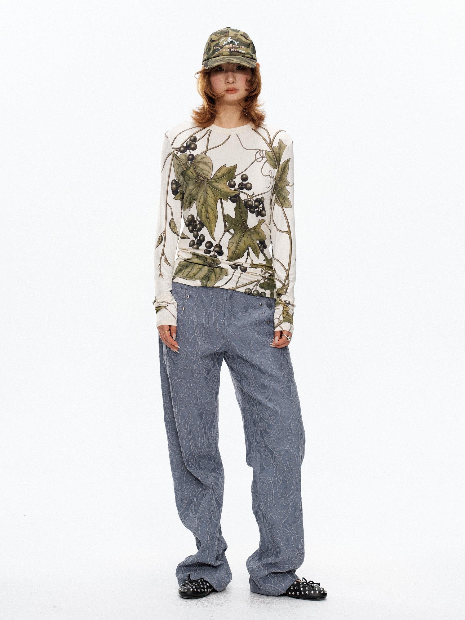 YOSHUYUKI Grape Artistic Floral Print Women&