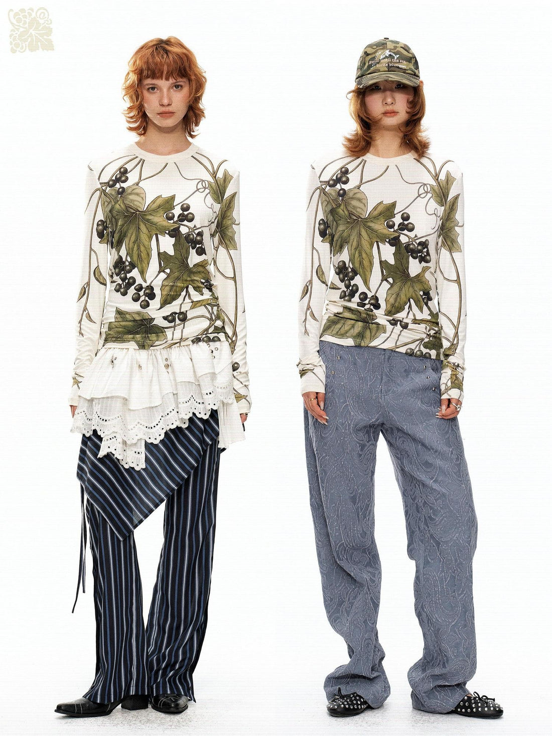 YOSHUYUKI Grape Artistic Floral Print Women&